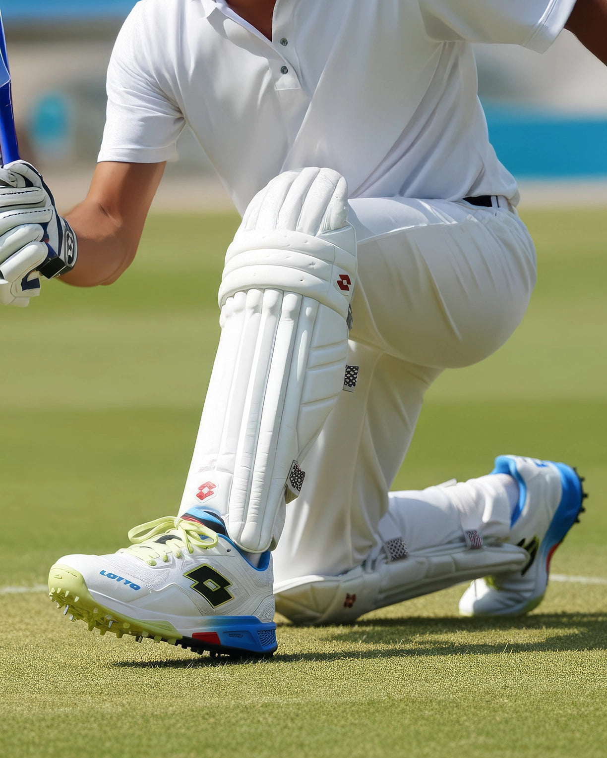 Men Lotto Supershot Blizzard: Cricket Batting Spike - White-Blue Cricket Shoes7