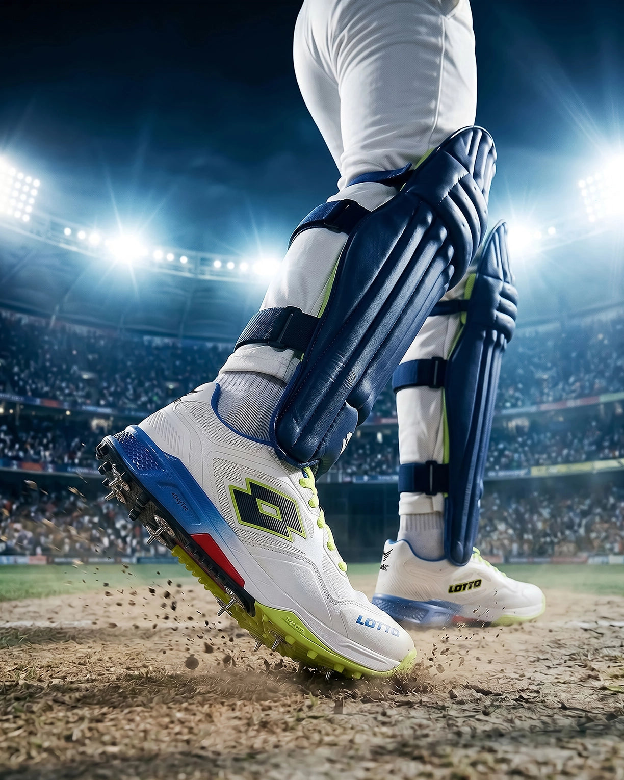 Men Lotto Supershot Blizzard: Cricket Batting Spike - White-Blue Cricket Shoes4