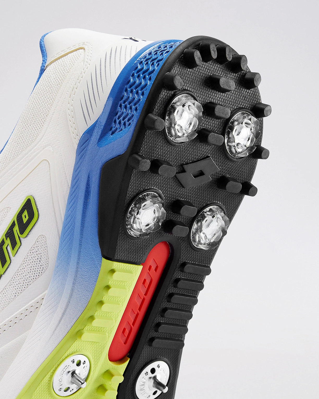Men Lotto Supershot Blizzard: Cricket Batting Spike - White-Blue Cricket Shoes6