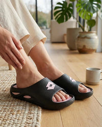Women Lotto Esotica Slide - Black Beauty-Light Lilac Slides