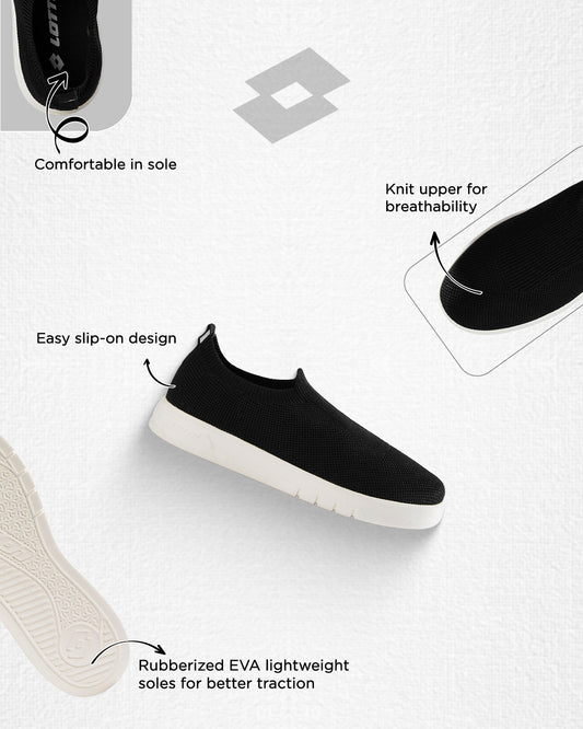 Women's Lotto Impulso Slip-on - Black Beauty-Gardenia