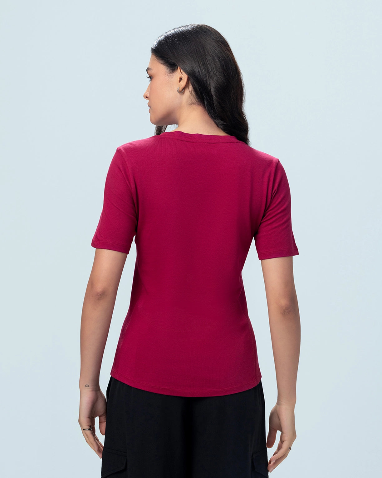 Street Play Rib Tee - Dark Pink