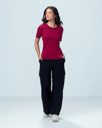 Women Lotto Street Play Rib Tee - Dark Pink T-shirts