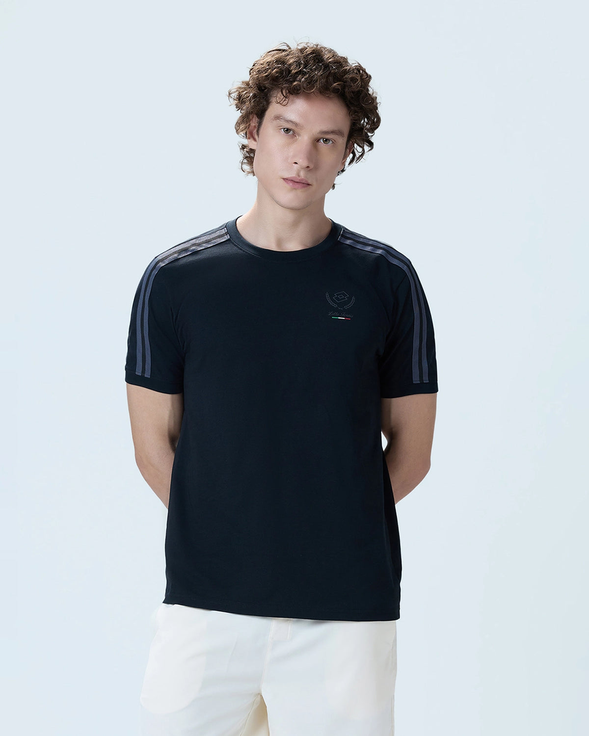 Courtline Rib Neck Tee - Black