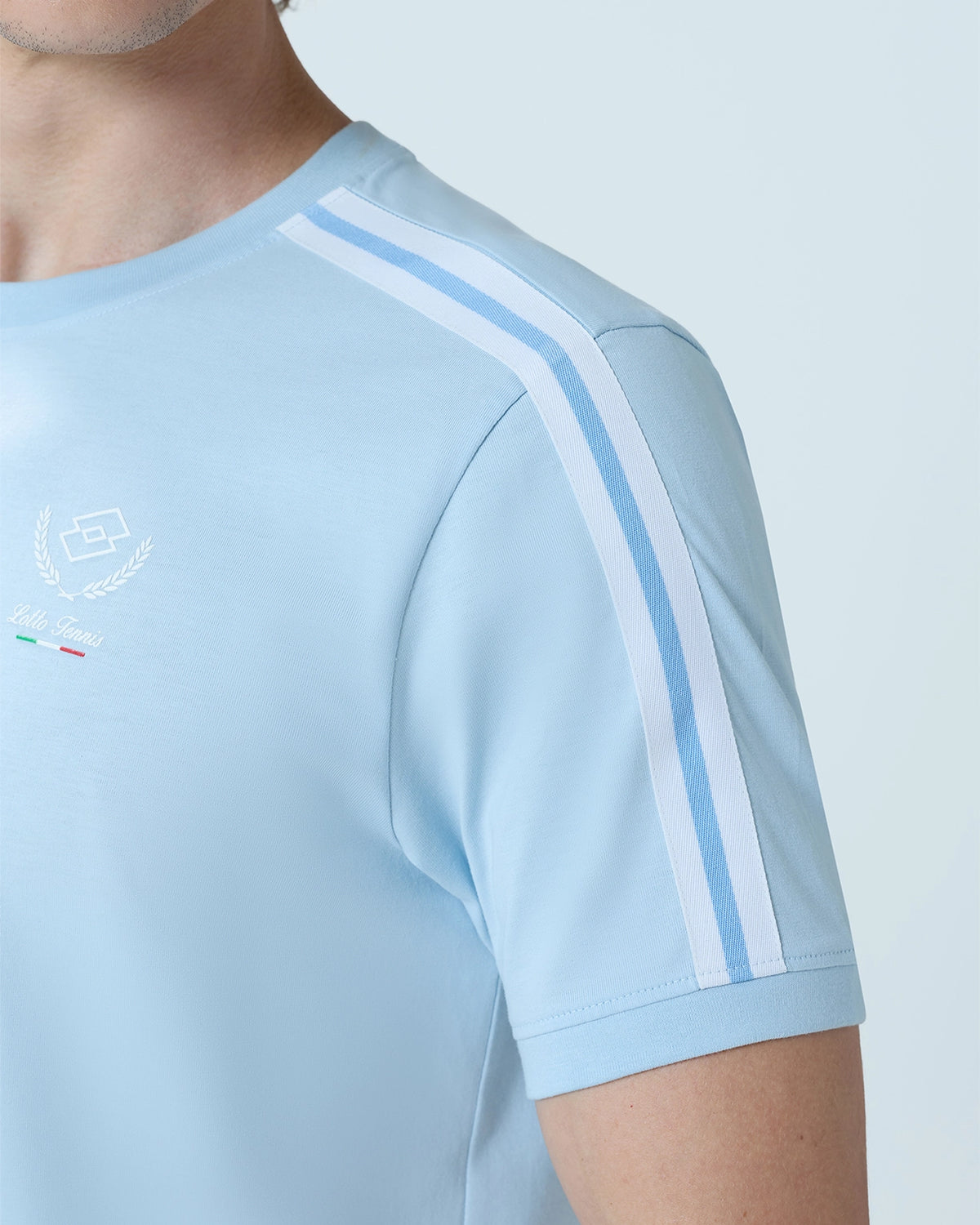 Courtline Rib Neck Tee - Sky Blue