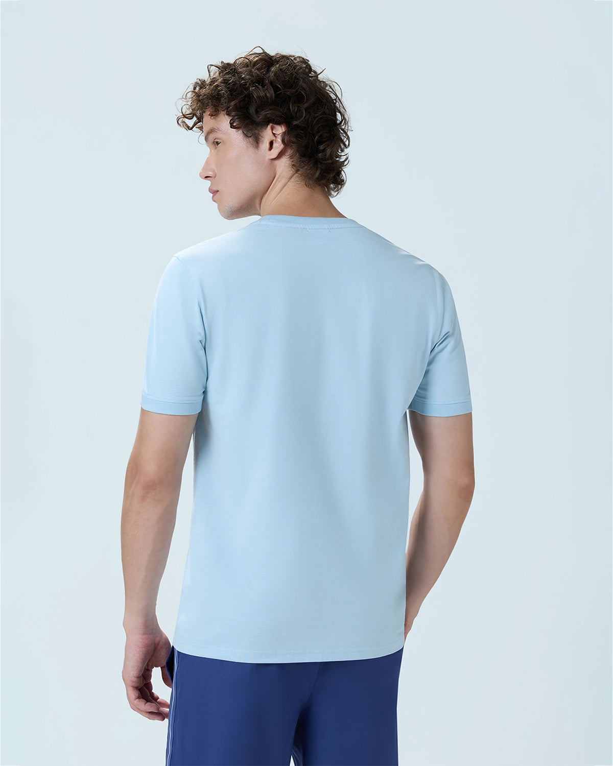 Courtline Rib Neck Tee - Sky Blue