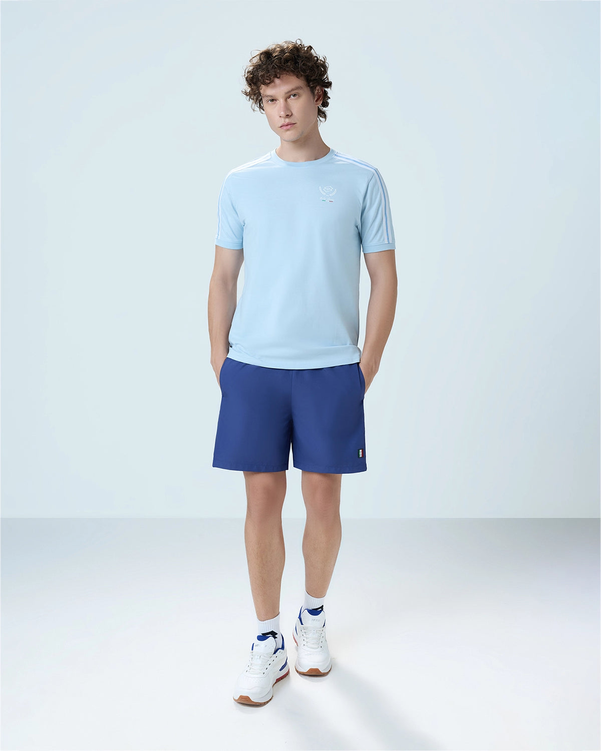 Courtline Rib Neck Tee - Sky Blue