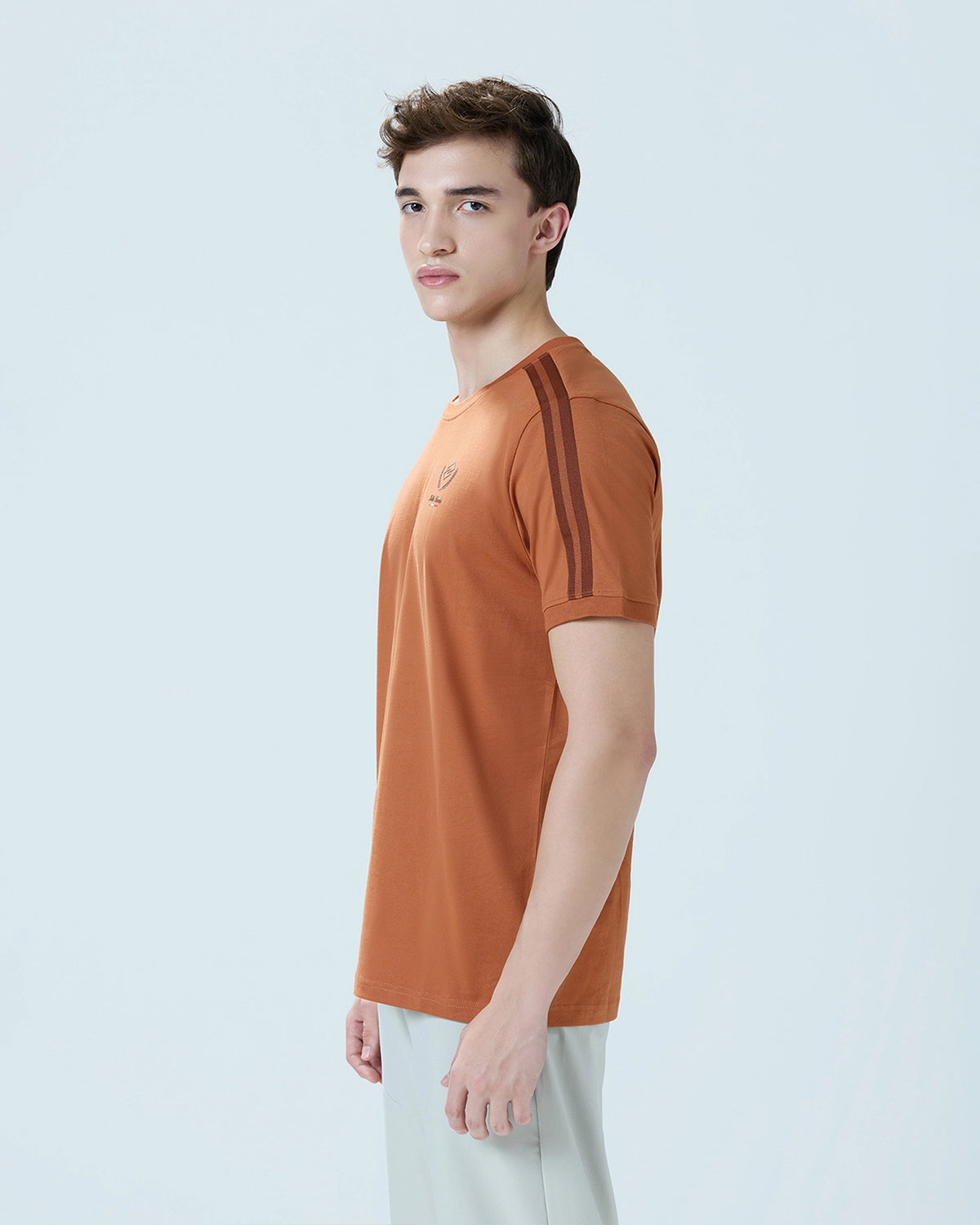 Courtline Rib Neck Tee - Brown