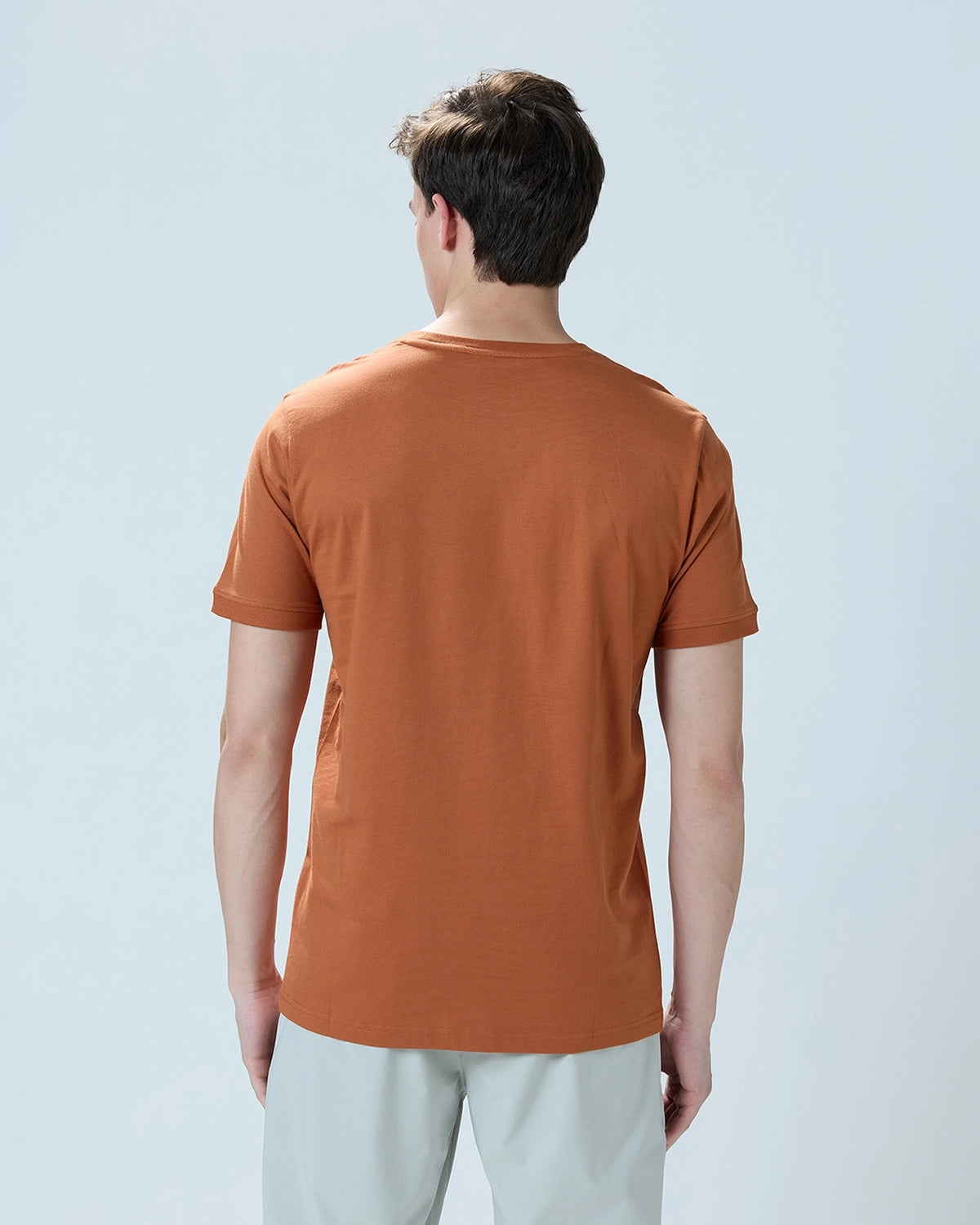 Courtline Rib Neck Tee - Brown