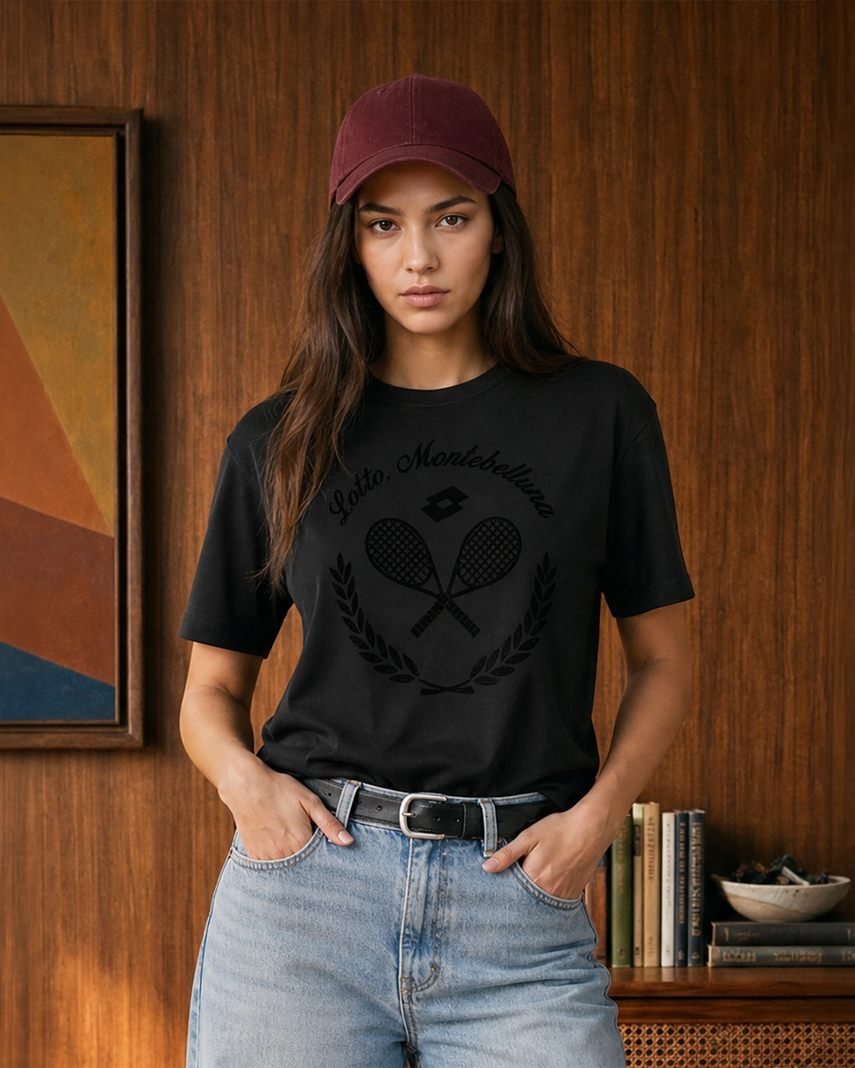 Courtline Flocked Tee - Black Beauty
