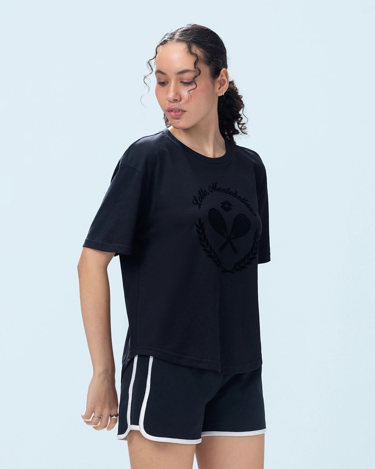 Courtline Flocked Tee - Black Beauty