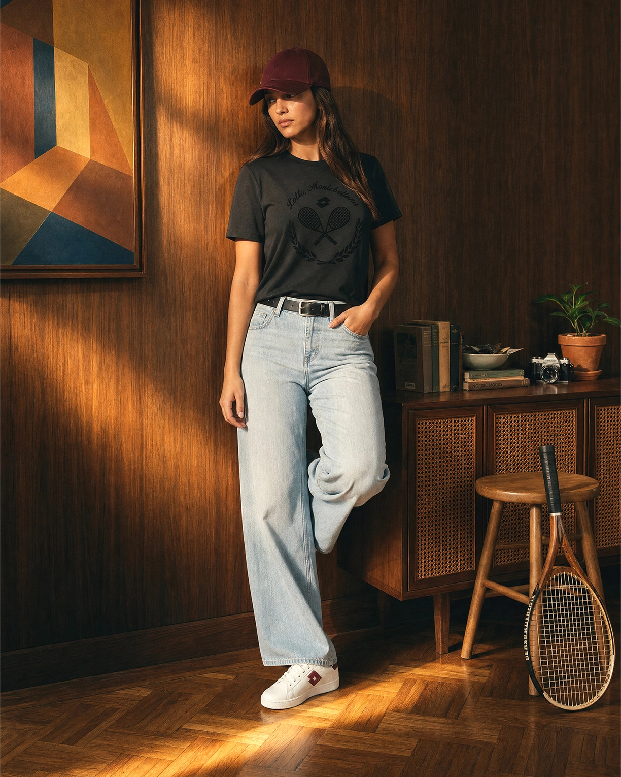 Courtline Flocked Tee - Black Beauty