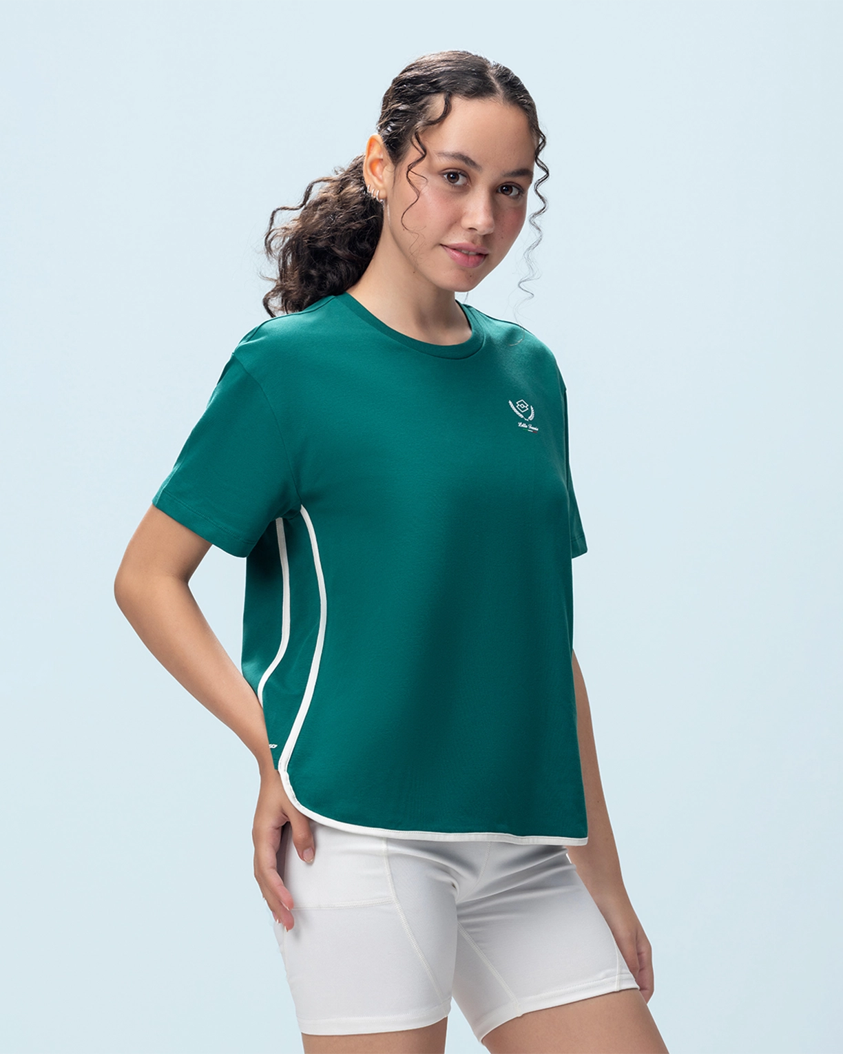 Courtline Colour Block Tee - Evergreen