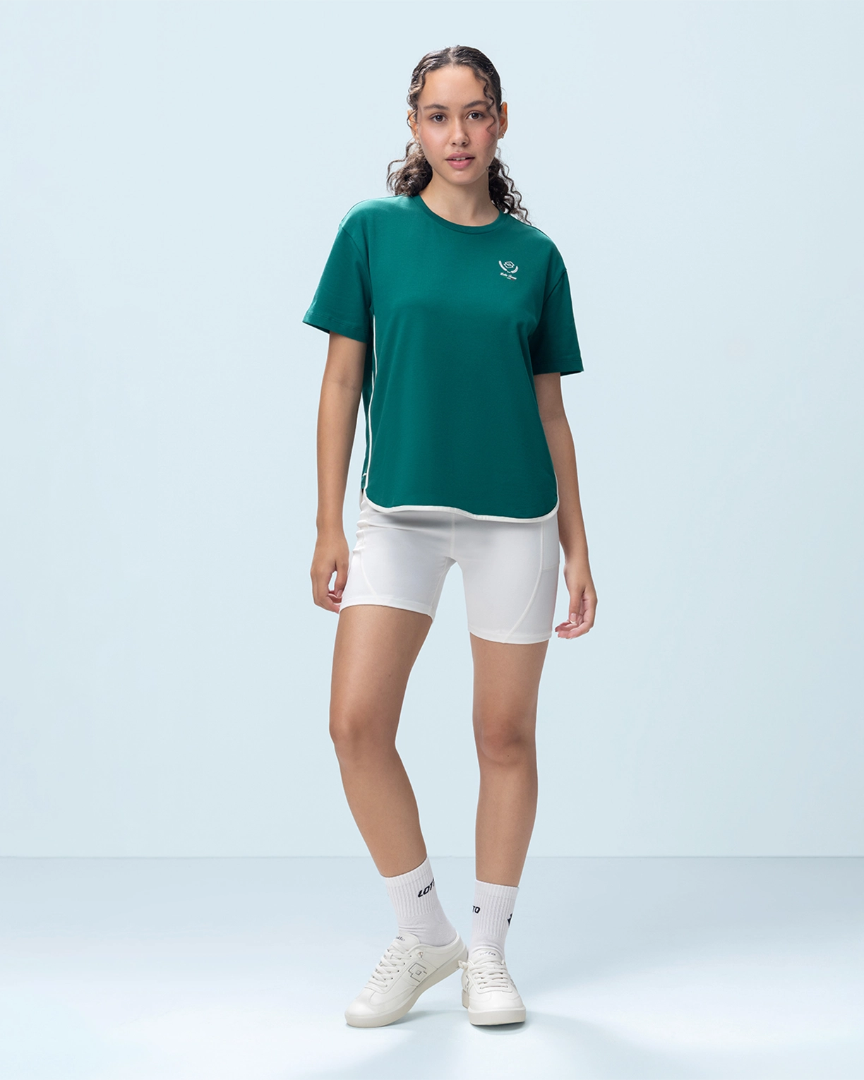 Courtline Colour Block Tee - Evergreen
