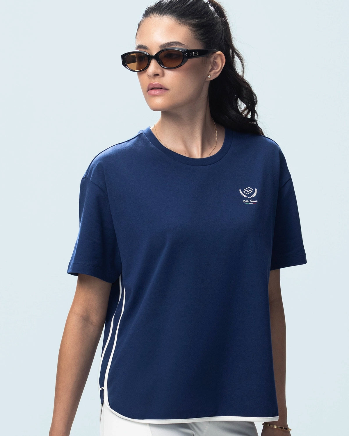 Women Lotto Courtline Colour Block Tee - Dark Blue T-shirts0