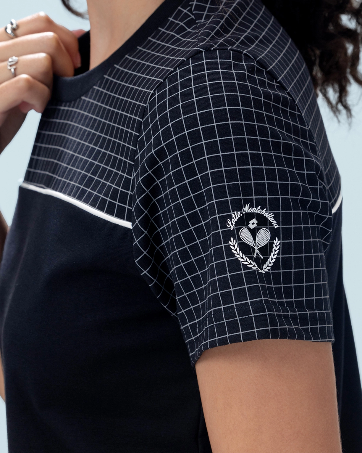 Courtline Checkered Colour Block Tee - Black Beauty
