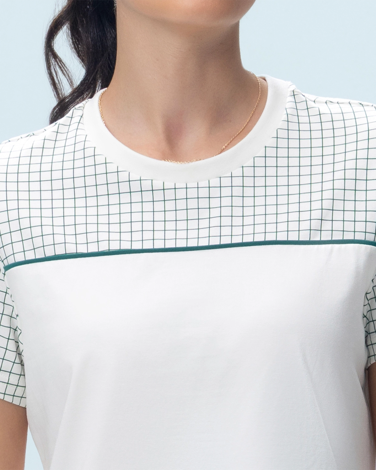 Courtline Checkered Colour Block Tee - Star White