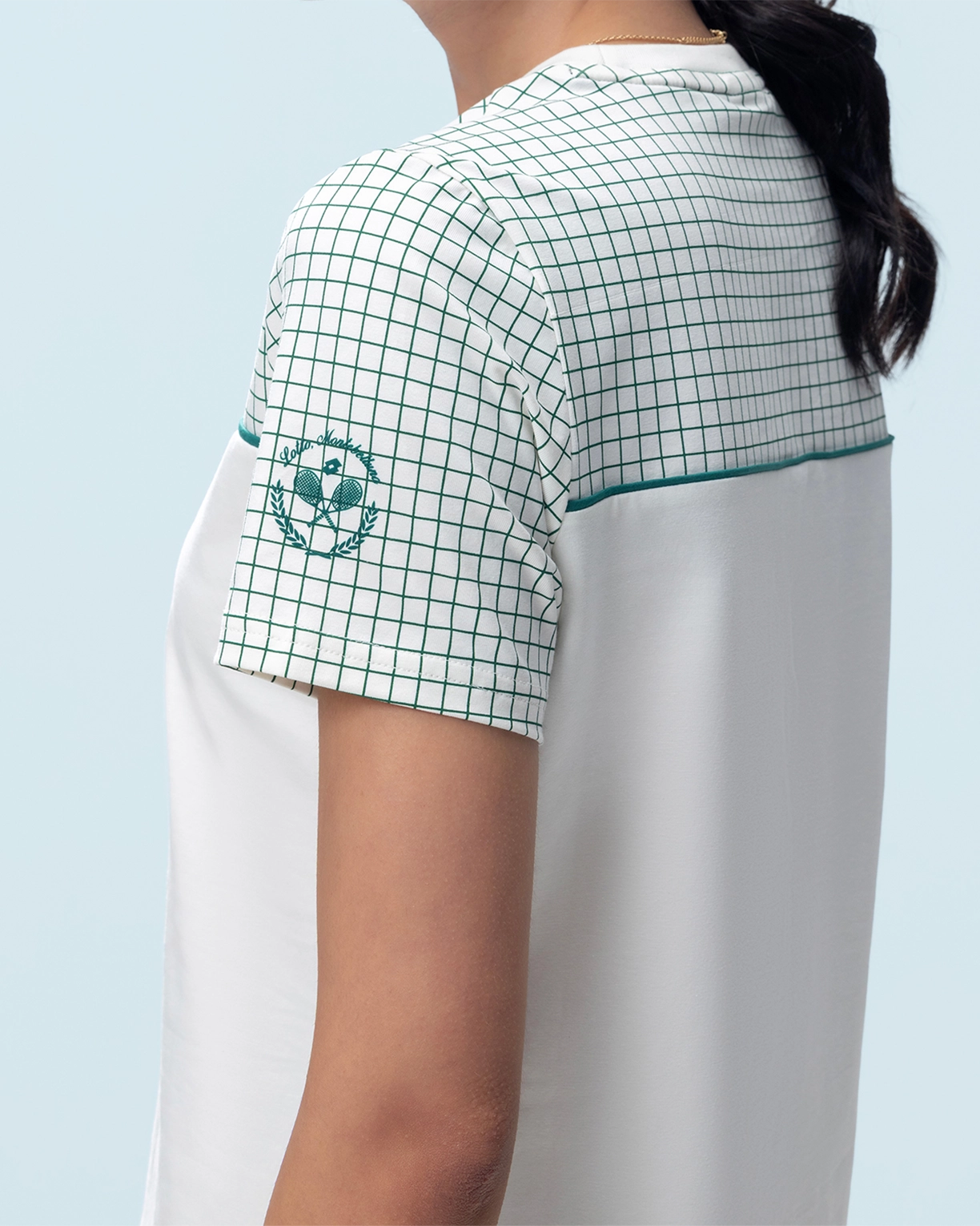 Courtline Checkered Colour Block Tee - Star White