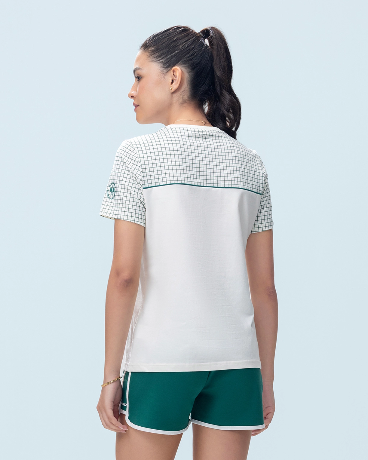 Courtline Checkered Colour Block Tee - Star White