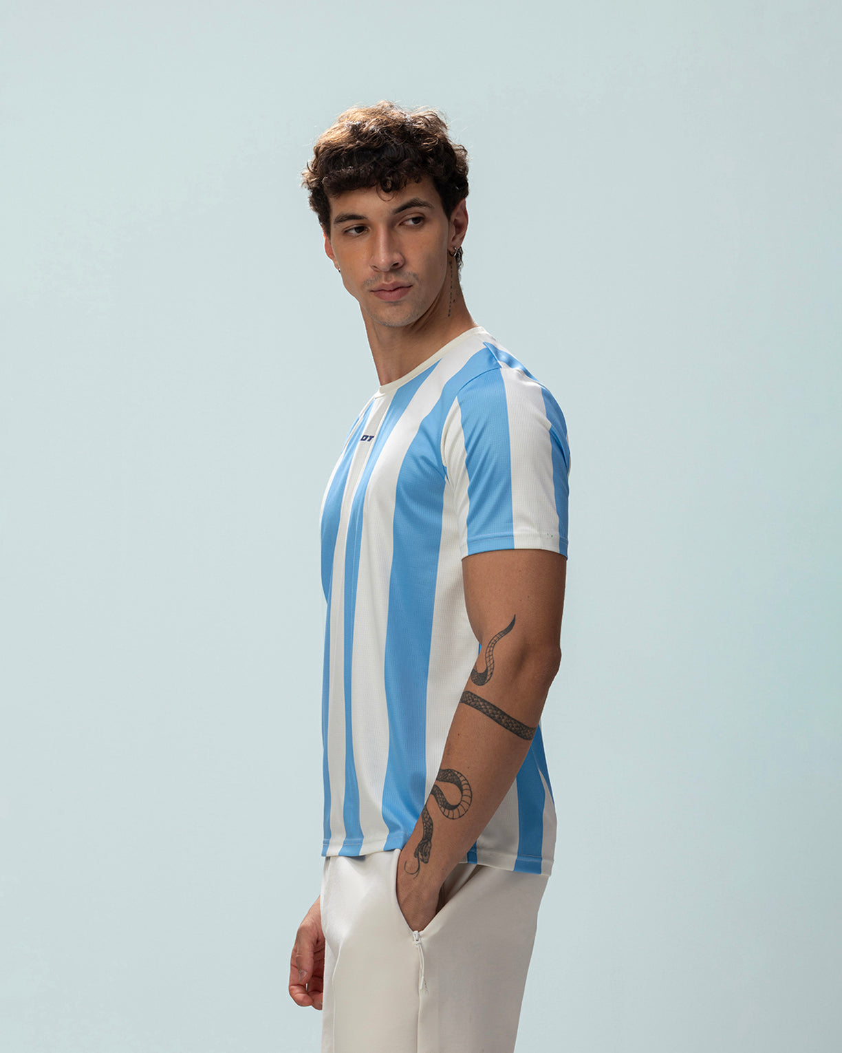 Men Lotto Strip Tee - Little Boy Blue T-shirts2