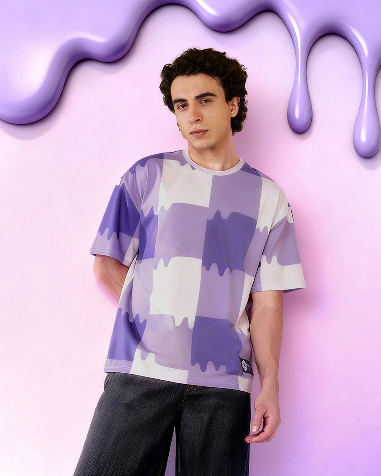 Melt Gingham Tee - Liquid Fire