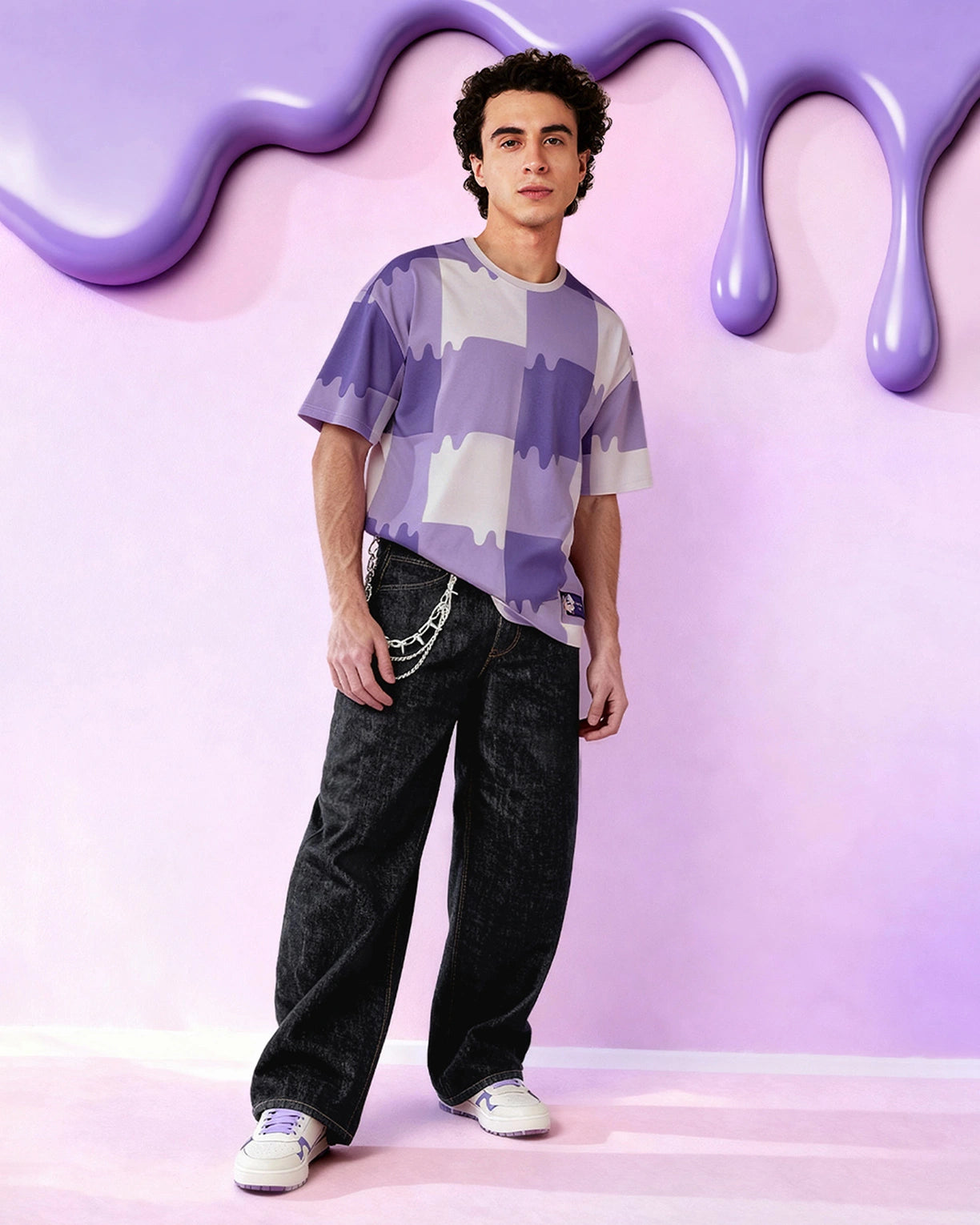 Melt Gingham Tee - Liquid Fire