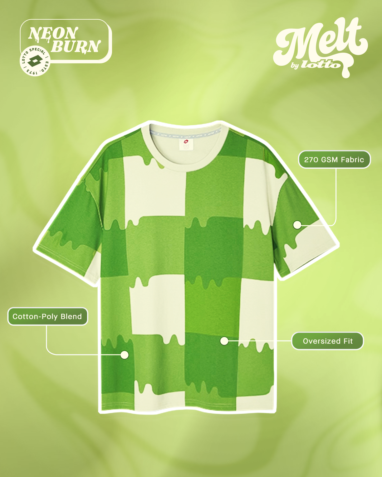 Melt Gingham Tee - Neon Burn