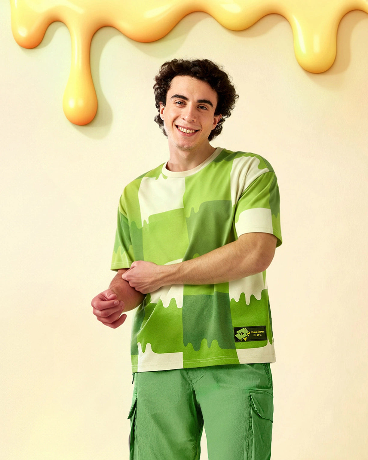 Melt Gingham Tee - Neon Burn