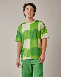 Men Lotto Melt Gingham Tee - Neon Burn T-shirts
