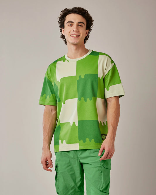 Men's Lotto Melt Gingham Tee - Neon Burn
