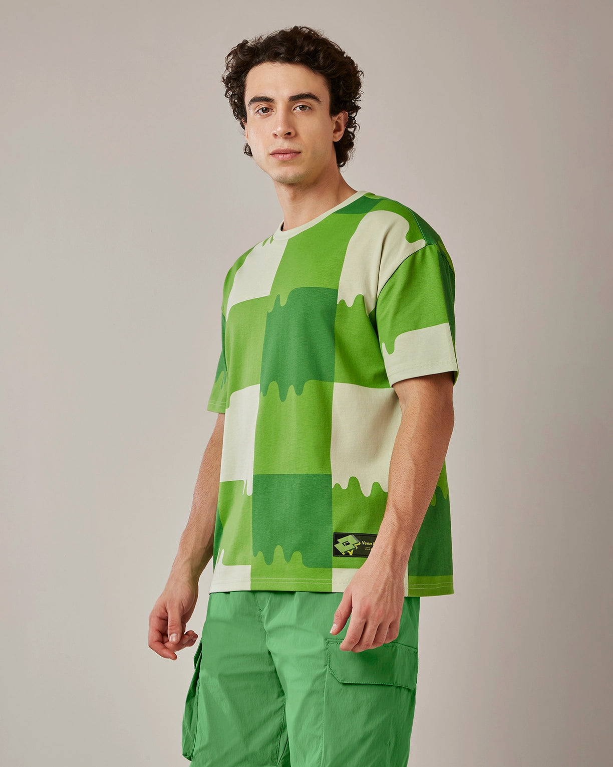 Melt Gingham Tee - Neon Burn