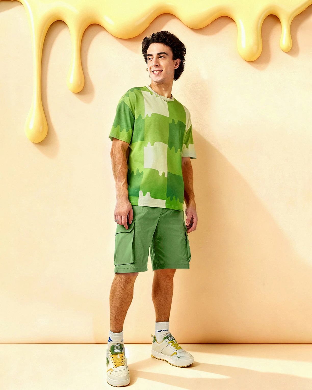 Melt Gingham Tee - Neon Burn