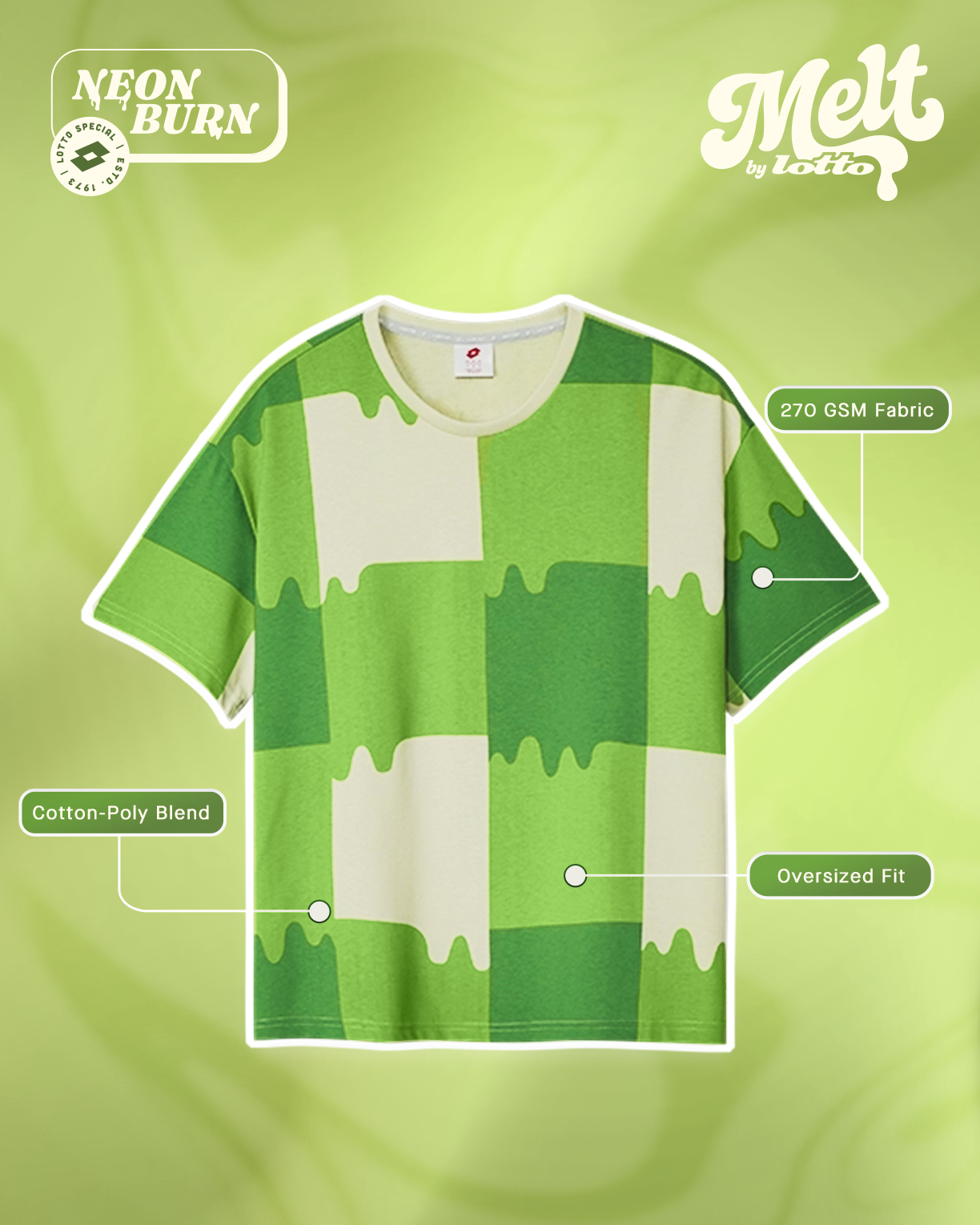 Melt Gingham Tee - Neon Burn