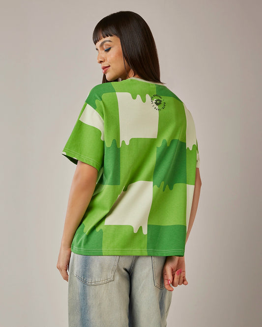 Women's Lotto Melt Gingham Tee - Neon Burn