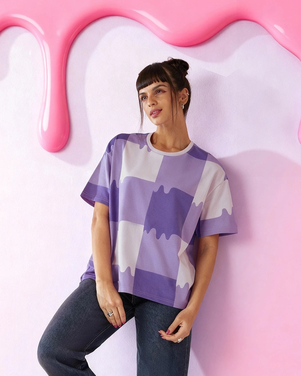 Melt Gingham Tee - Liquid Fire