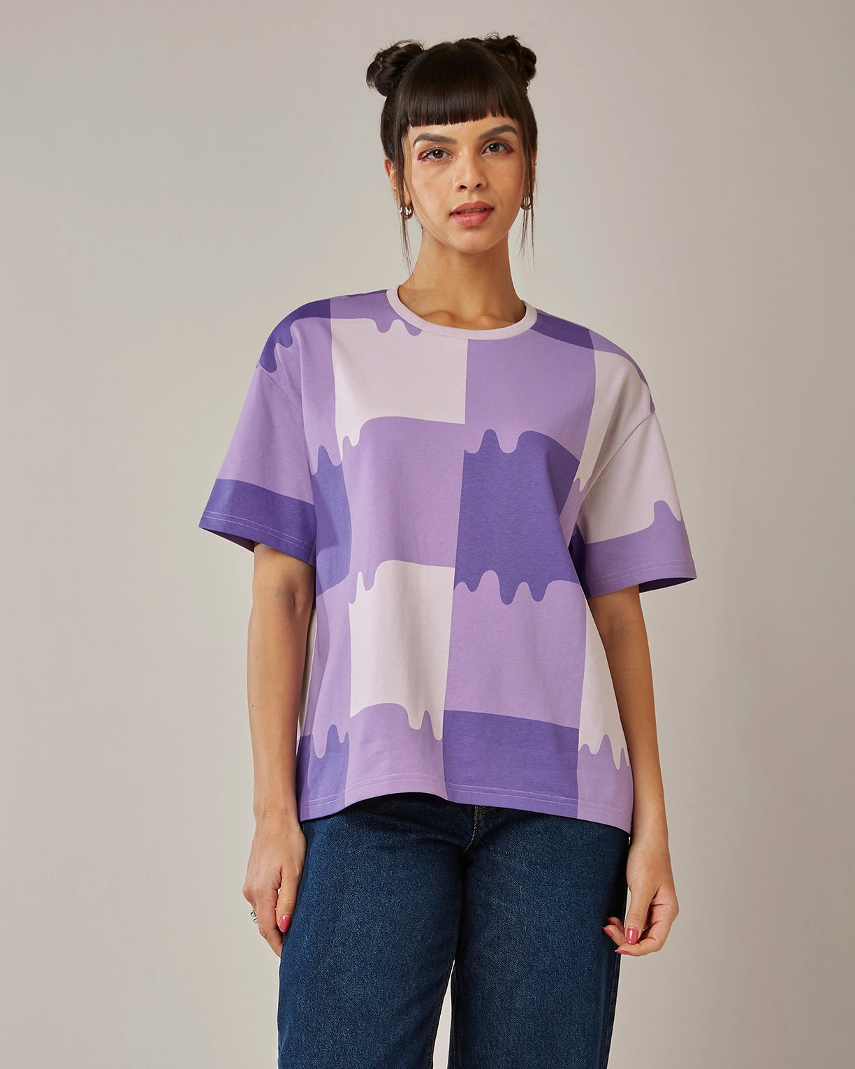 Melt Gingham Tee - Liquid Fire