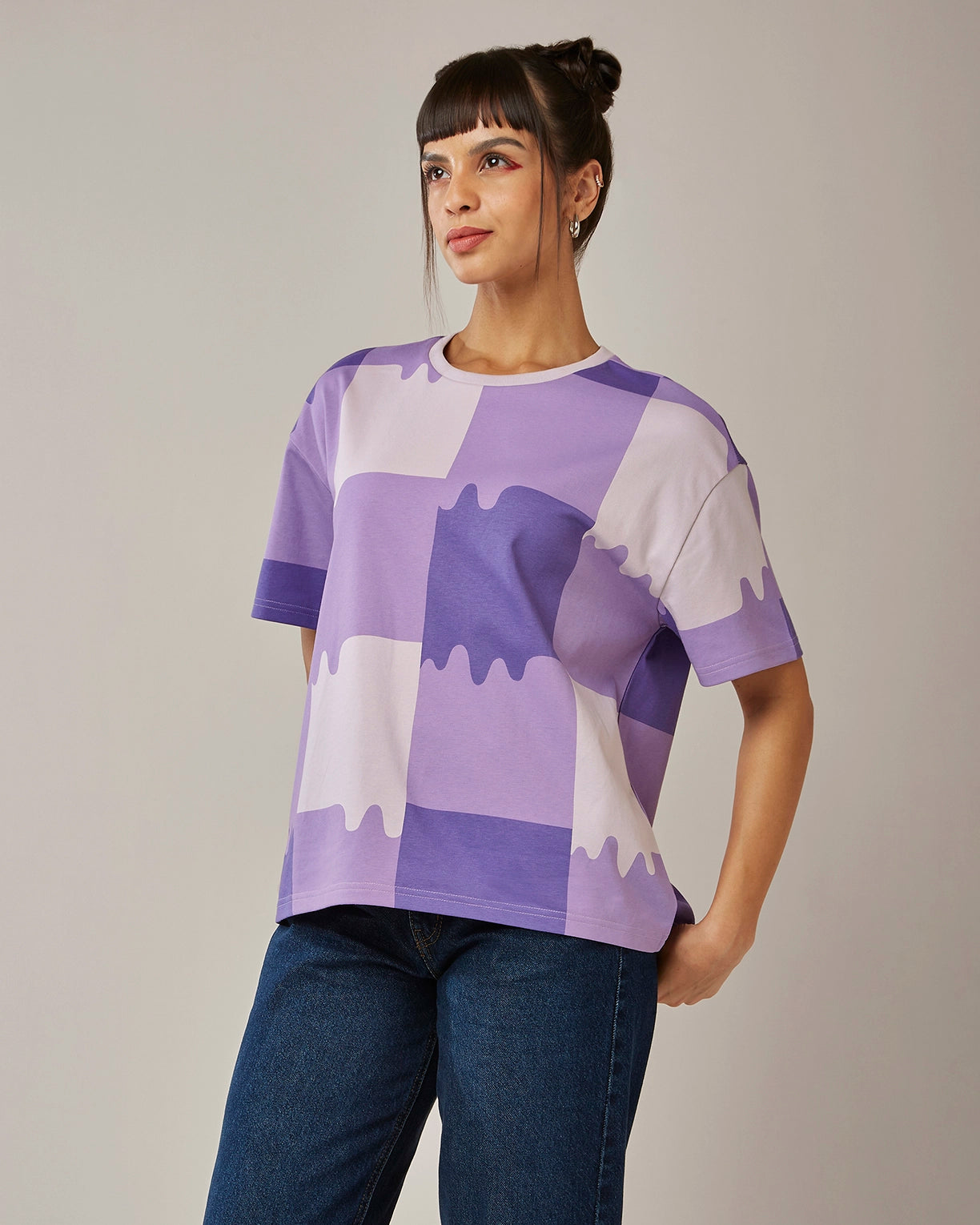 Melt Gingham Tee - Liquid Fire