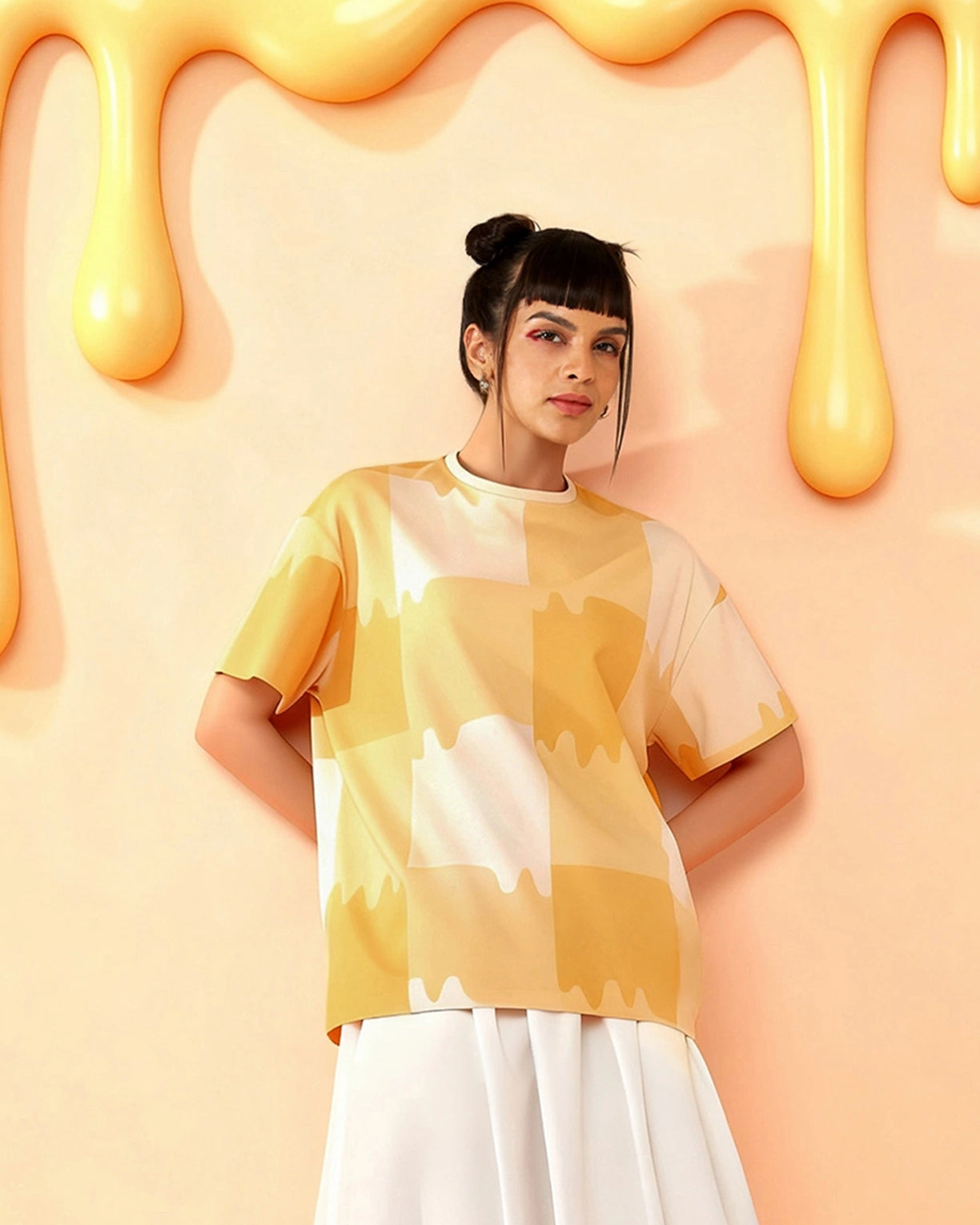 Melt Gingham Tee - Hot Sauce