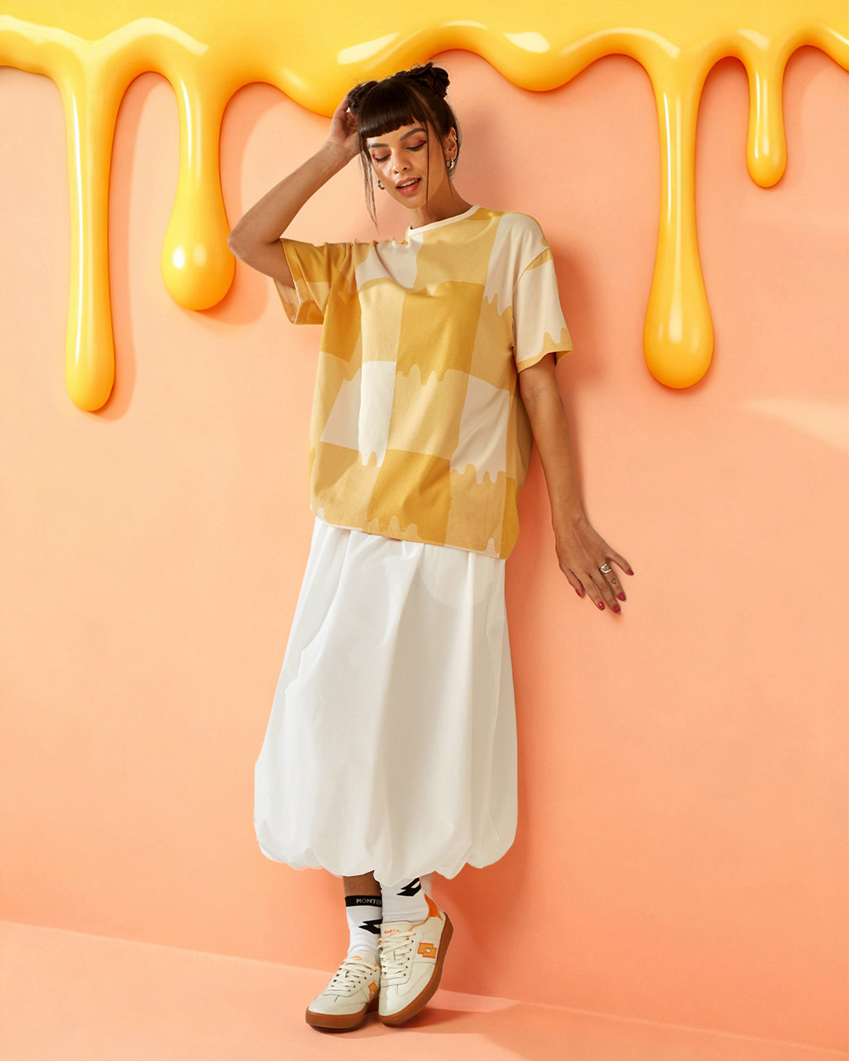 Melt Gingham Tee - Hot Sauce