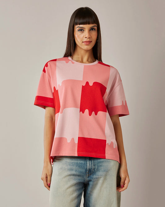 Women's Lotto Melt Gingham Tee - Heat Wave