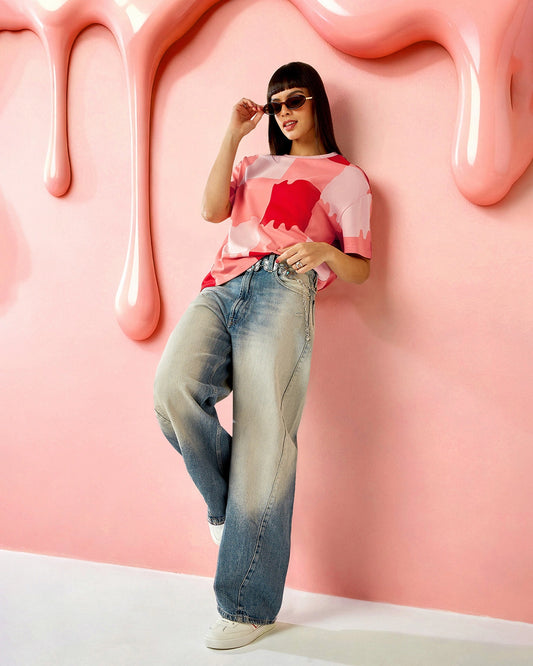 Women's Lotto Melt Gingham Tee - Heat Wave