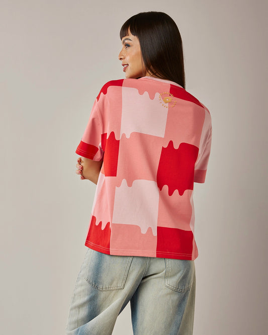 Women's Lotto Melt Gingham Tee - Heat Wave