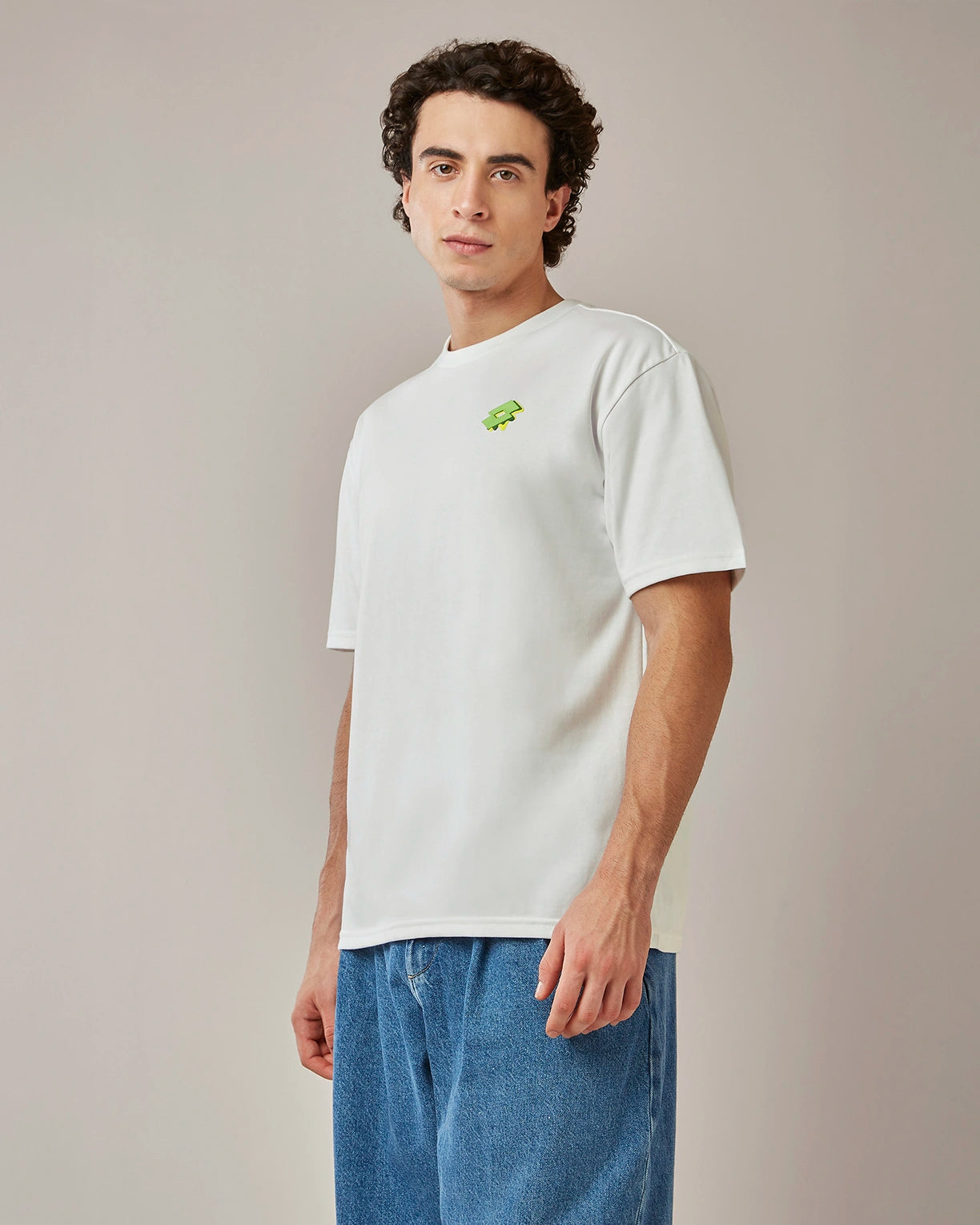 Melt Crew Tee -  Bright White-Neon Burn