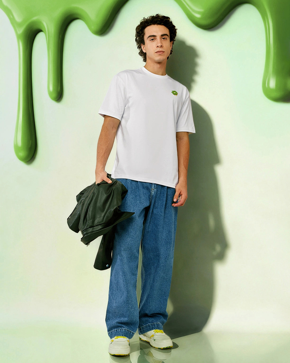 Melt Crew Tee -  Bright White-Neon Burn