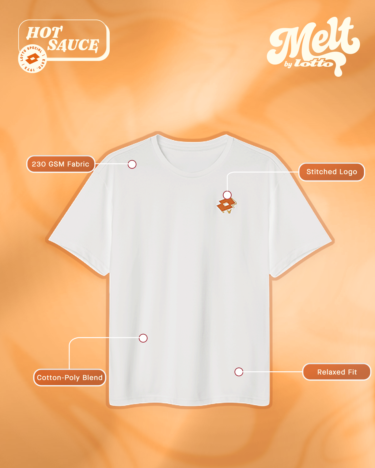 Melt Crew Tee -  Bright White-Hot Sauce