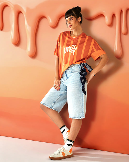 Women's Lotto Melt Baseball Jersey - Hot Sauce