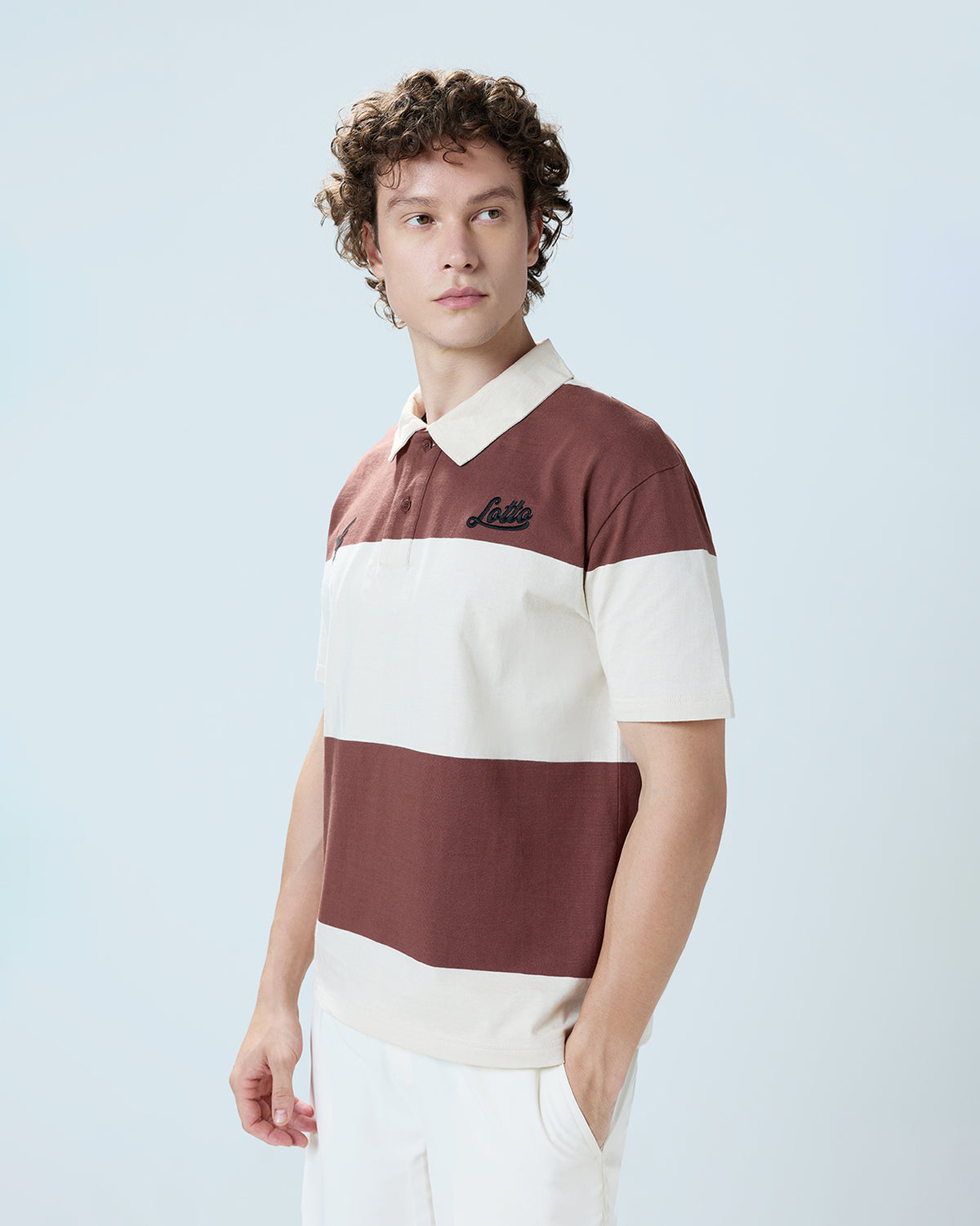 Men Lotto YWC League Retro Polo - Brown & Beige T-shirts2