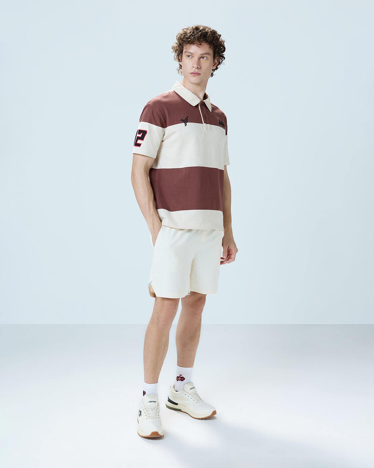 Men Lotto YWC League Retro Polo - Brown & Beige T-shirts6