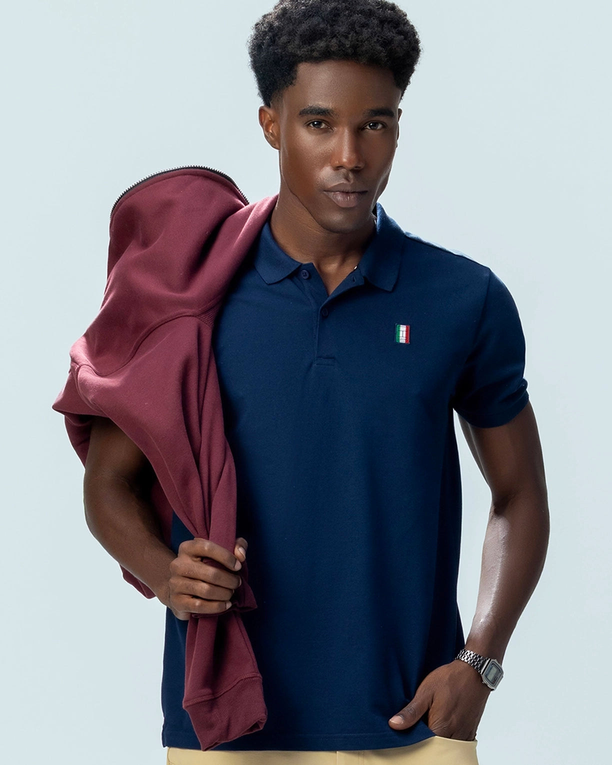 Italian Flag Polo - Peacoat