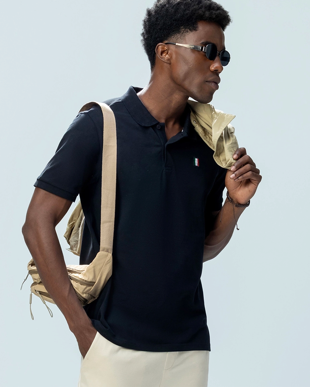 Italian Flag Polo - Black Beauty